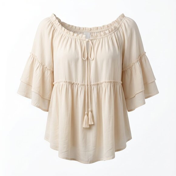 Tops - On The Road Cream Off-Shoulder Women's Top